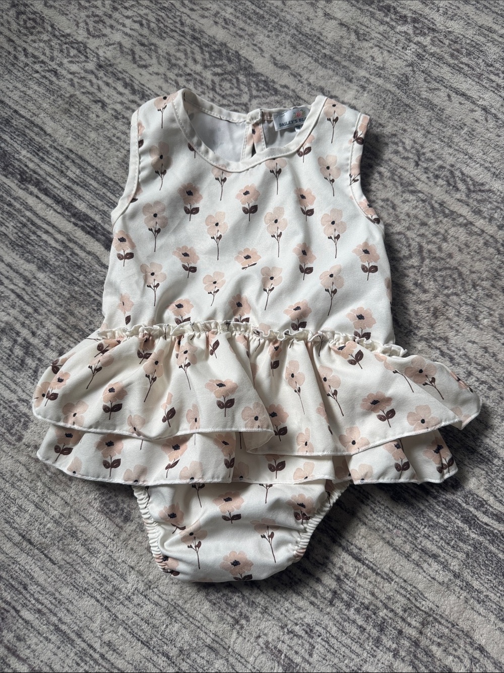 Baby Floral Ruffle One-Piece Bodysuit - Cream and Blush